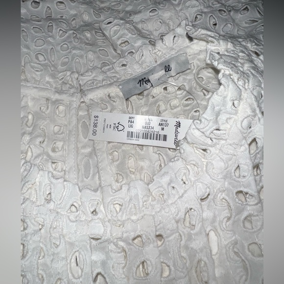 NWT Madewell Eyelet Ruffle-Sleeve Pintuck Mini Dress - Picture 14 of 16